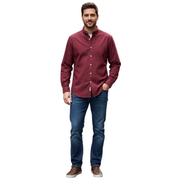 Ralph Lauren Burgundy Button Down Long Sleeve Shirt Size XL - Picture 1 of 11